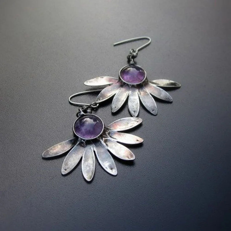 Amethyst Flower Earrings