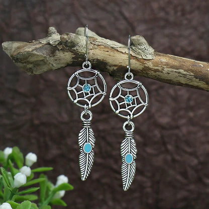 Blue Stone Tassel Dangle Earrings