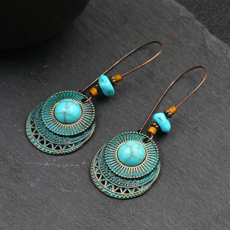 Antique Geometric Hollow Drop Earrings