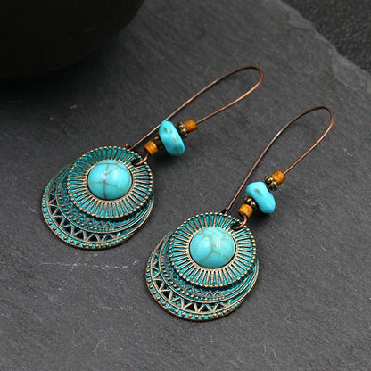 Antique Geometric Hollow Drop Earrings