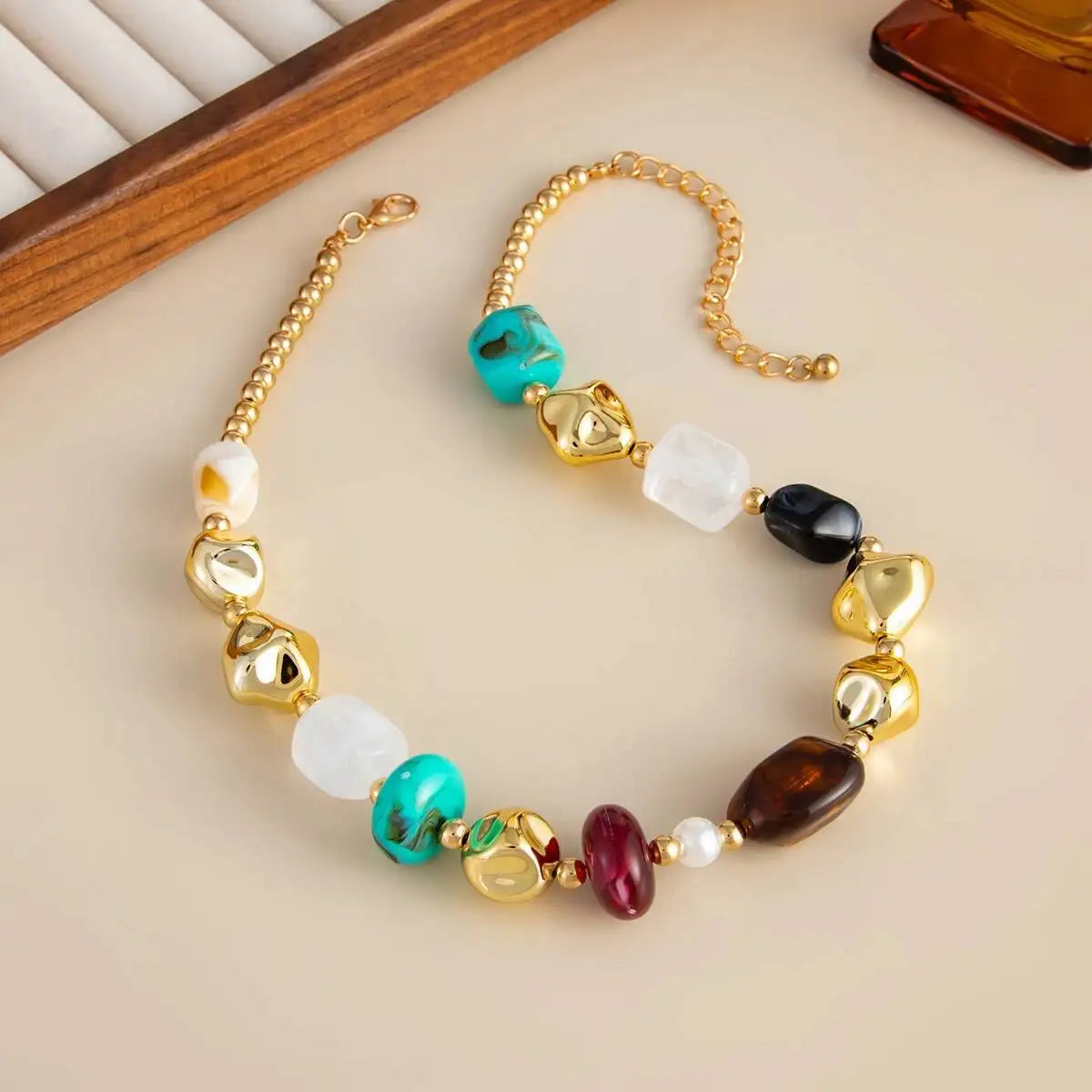 Colorful Bohemian Resin Bead Neck Chain