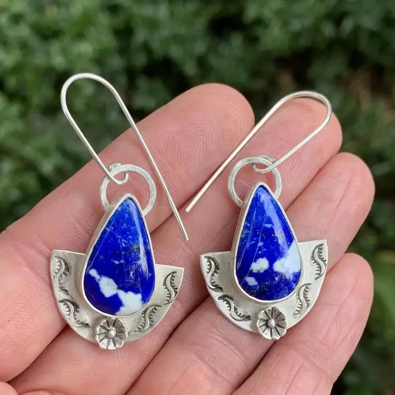 Water Drop Blue Stone Earrings