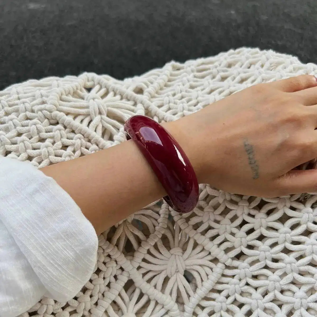 Chunky Red Acrylic Resin Cuff Bangle