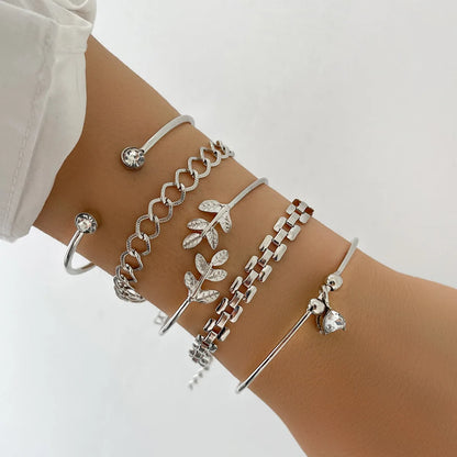 Silver Link Chain Bracelet Set