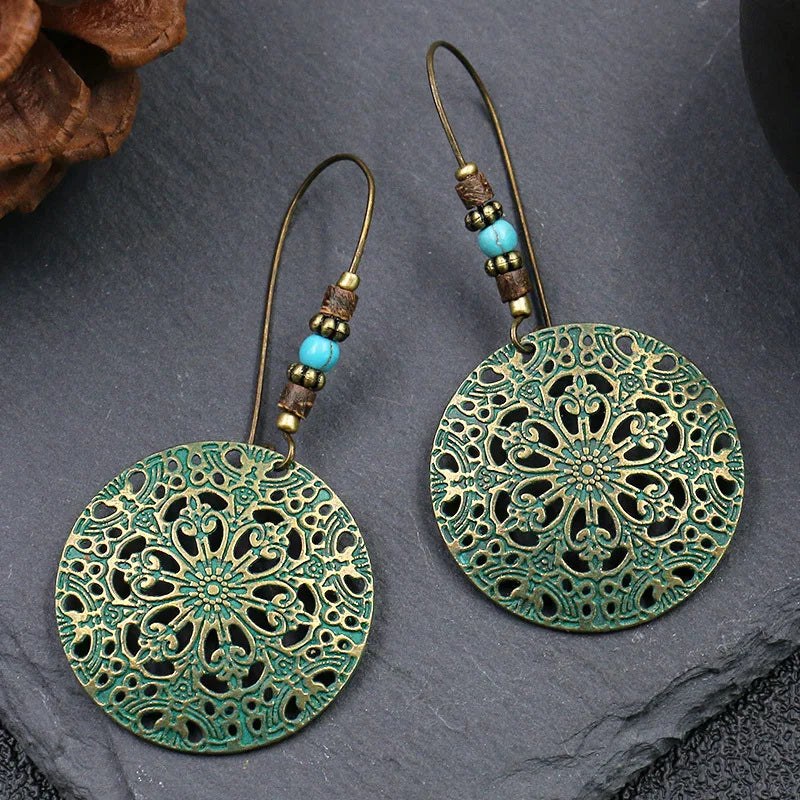 Antique Geometric Hollow Drop Earrings