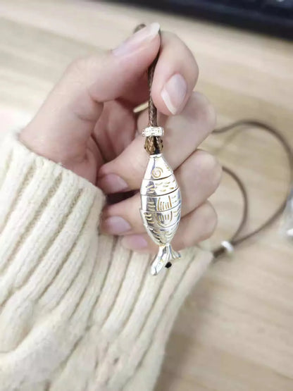 Vintage Adjustable Leather Fish Charm Necklace