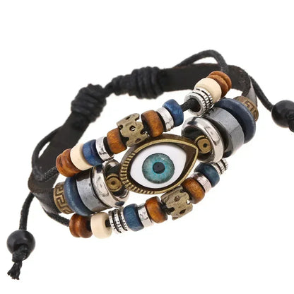 Brown Leather Rope Eye Bracelet