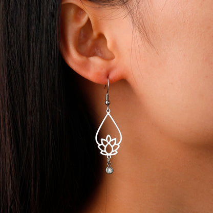 Skyrim Lotus Flower Rhinestone Dangle Earrings