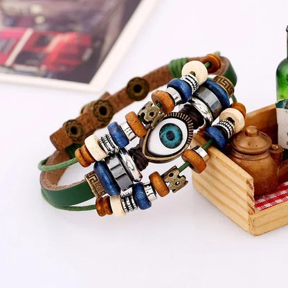 Brown Leather Rope Eye Bracelet