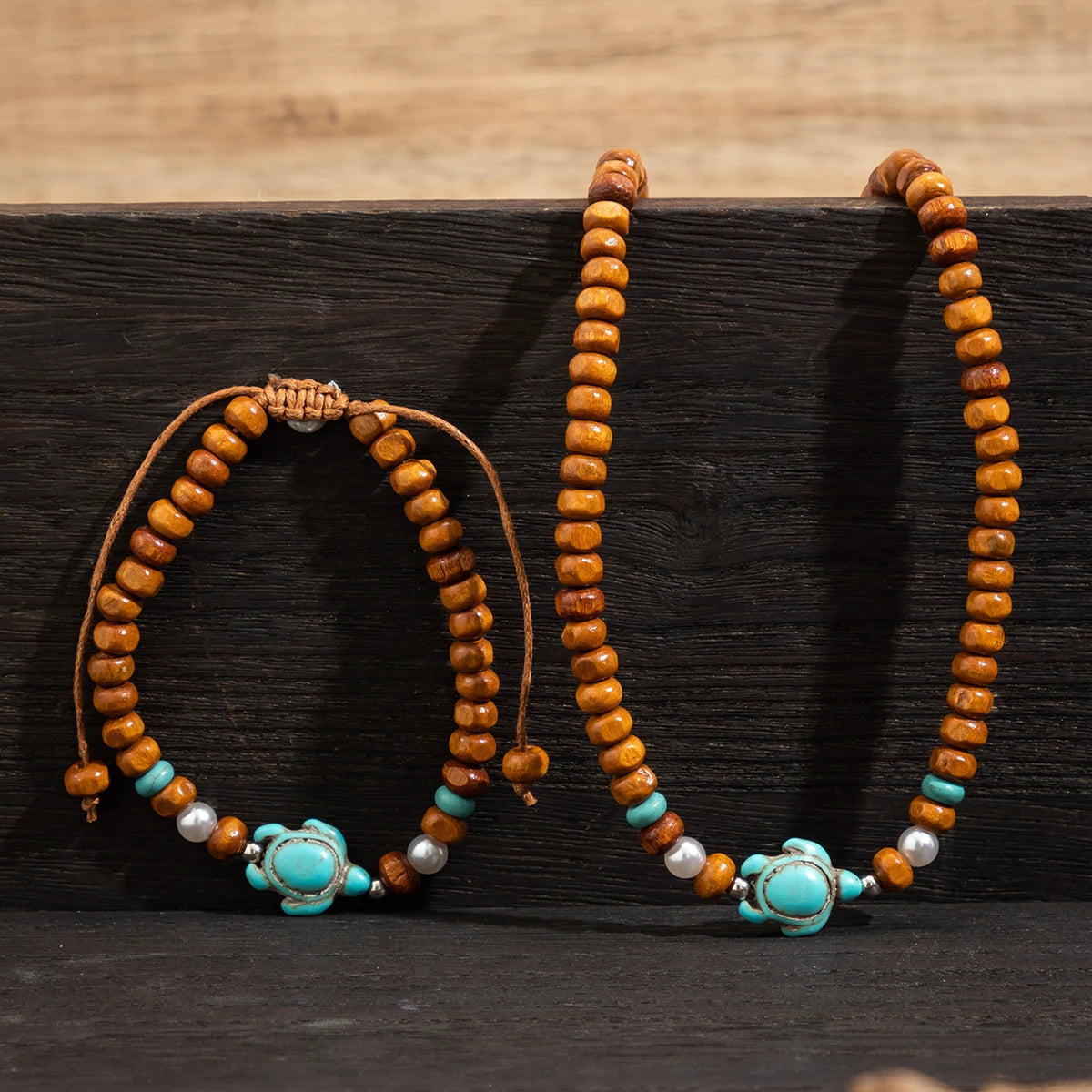 Wooden Beads Turtle Jewelry Sets