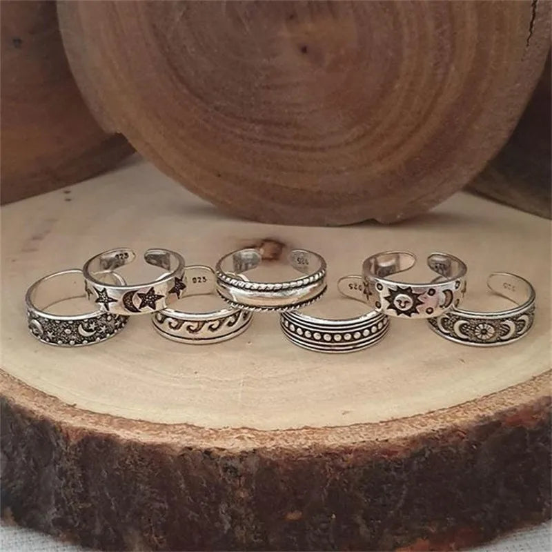 Star Moon Adjustable Toe Rings boho chic 