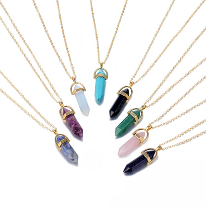 Hexagonal Natural Stone Crystal Necklace