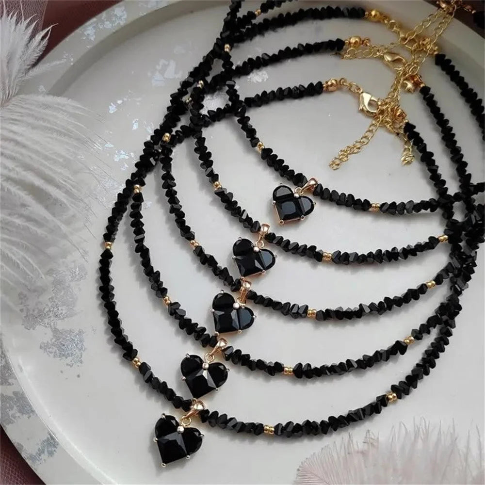 Boho Baroque Crystal Heart Chain Necklace