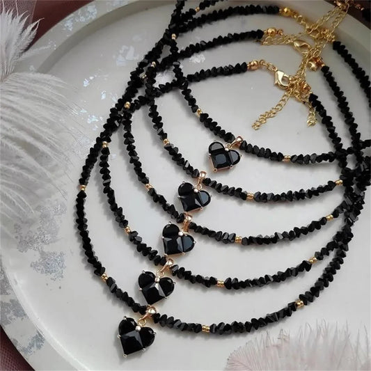 Boho Baroque Crystal Heart Chain Necklace