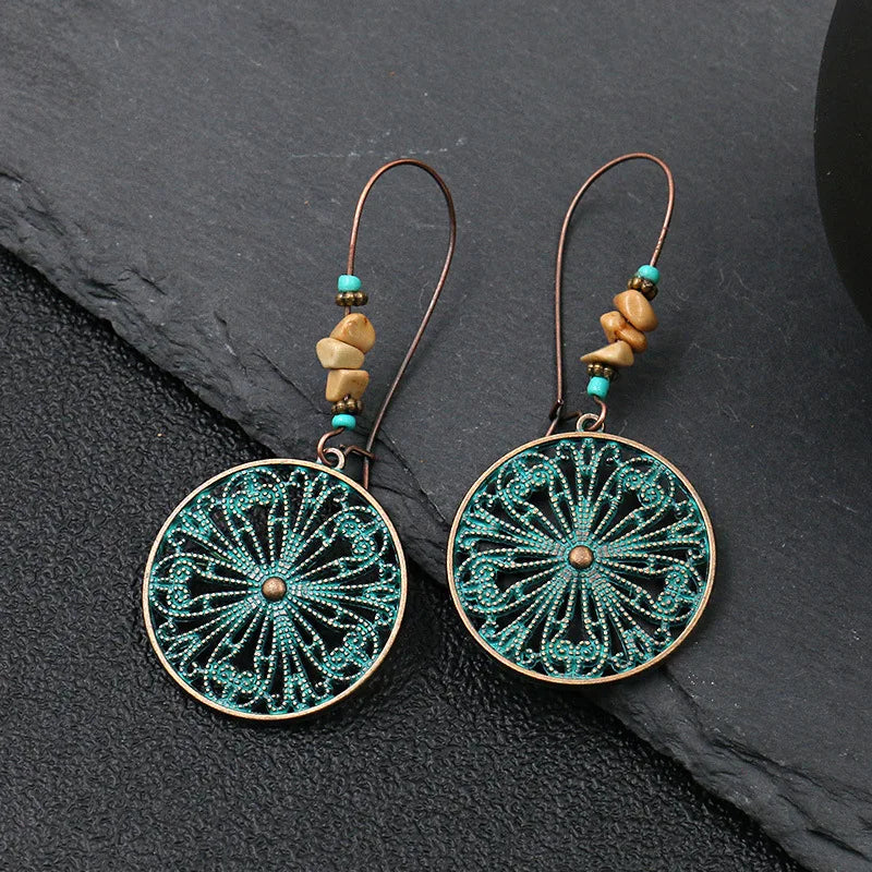 Antique Geometric Hollow Drop Earrings