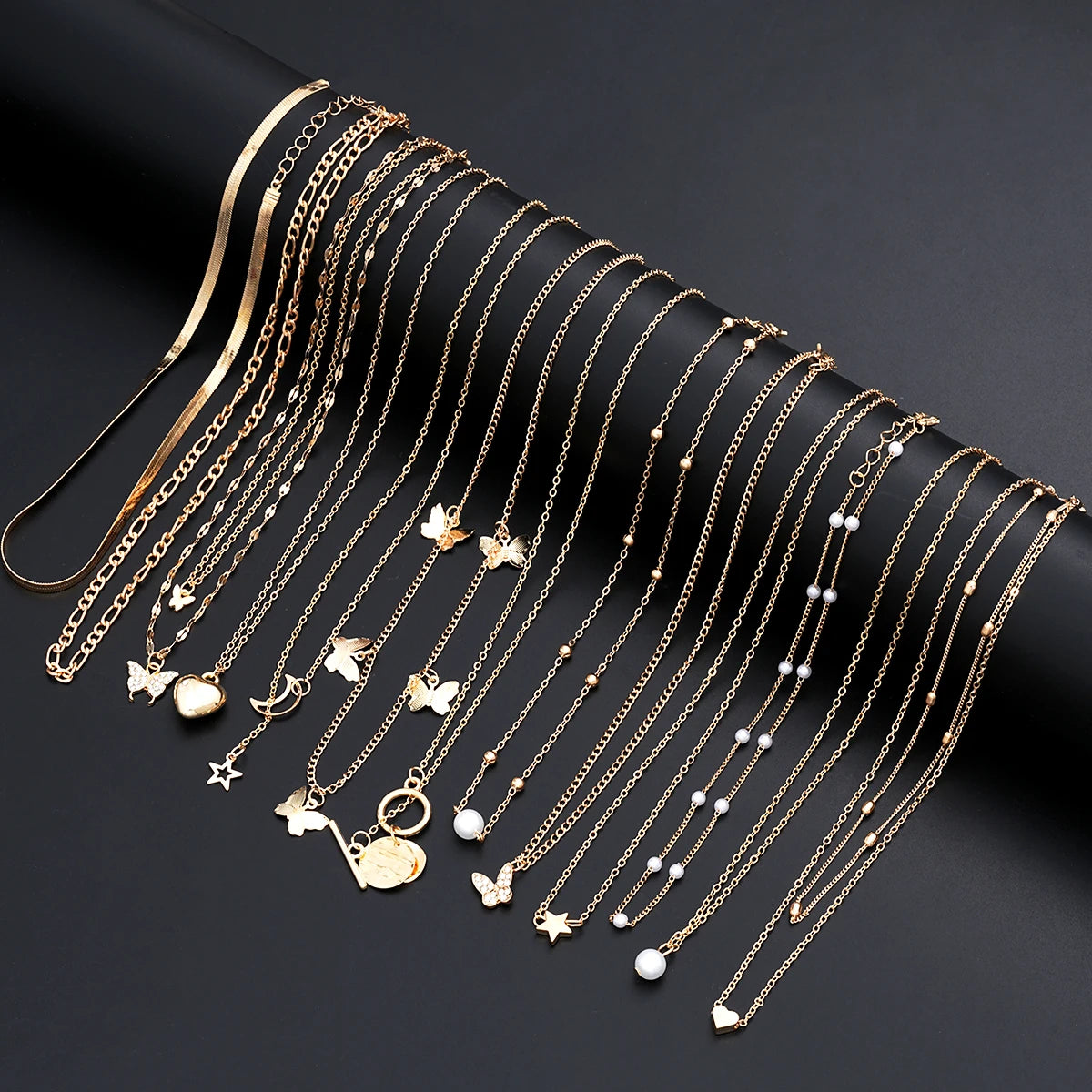 Bohemian Layered Charm Necklace Set