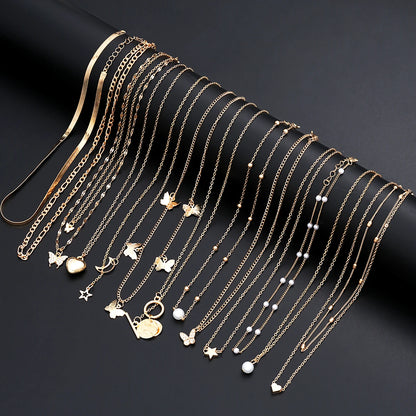 Bohemian Layered Charm Necklace Set