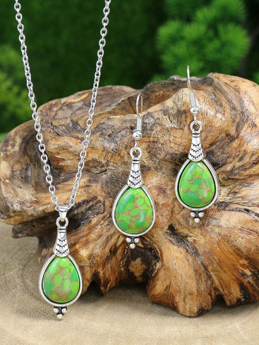 Boho-Chic Inlaid Pendant Set