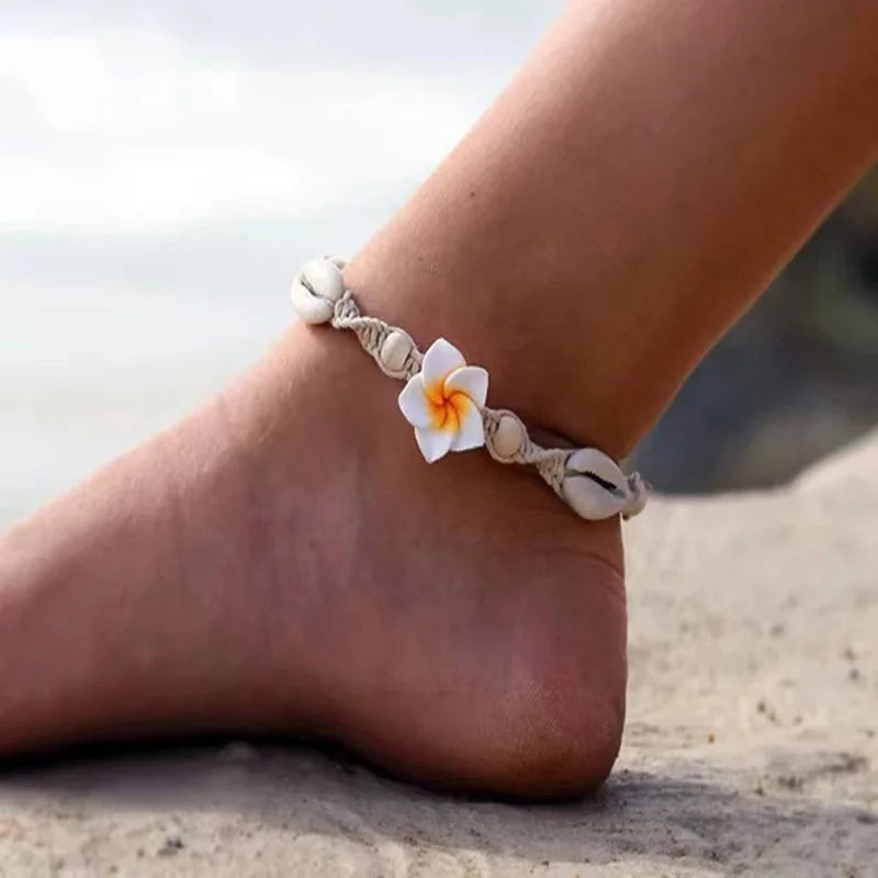 Sea Shell Flower Anklet Boho chic jewelry 