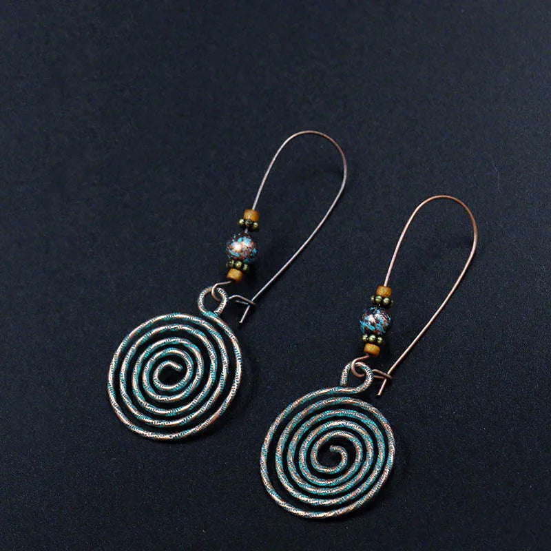 Antique Geometric Hollow Drop Earrings