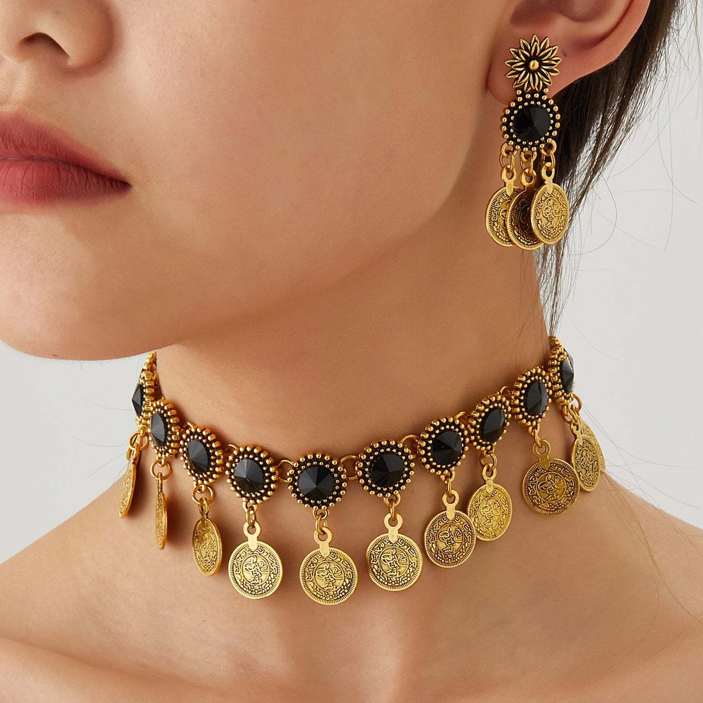 Bohemian Crystal Statement Necklace & Earrings