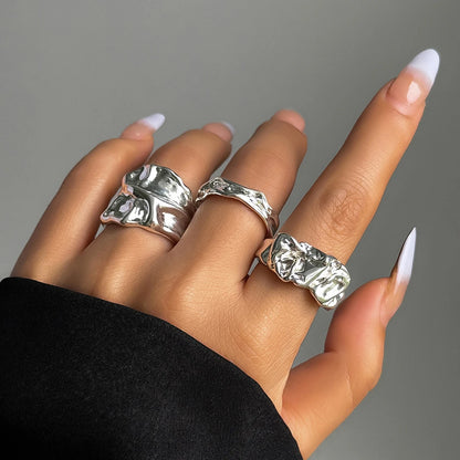 3 piece Vintage Punk Liquid Metal Ring