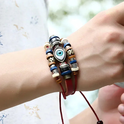 Brown Leather Rope Eye Bracelet