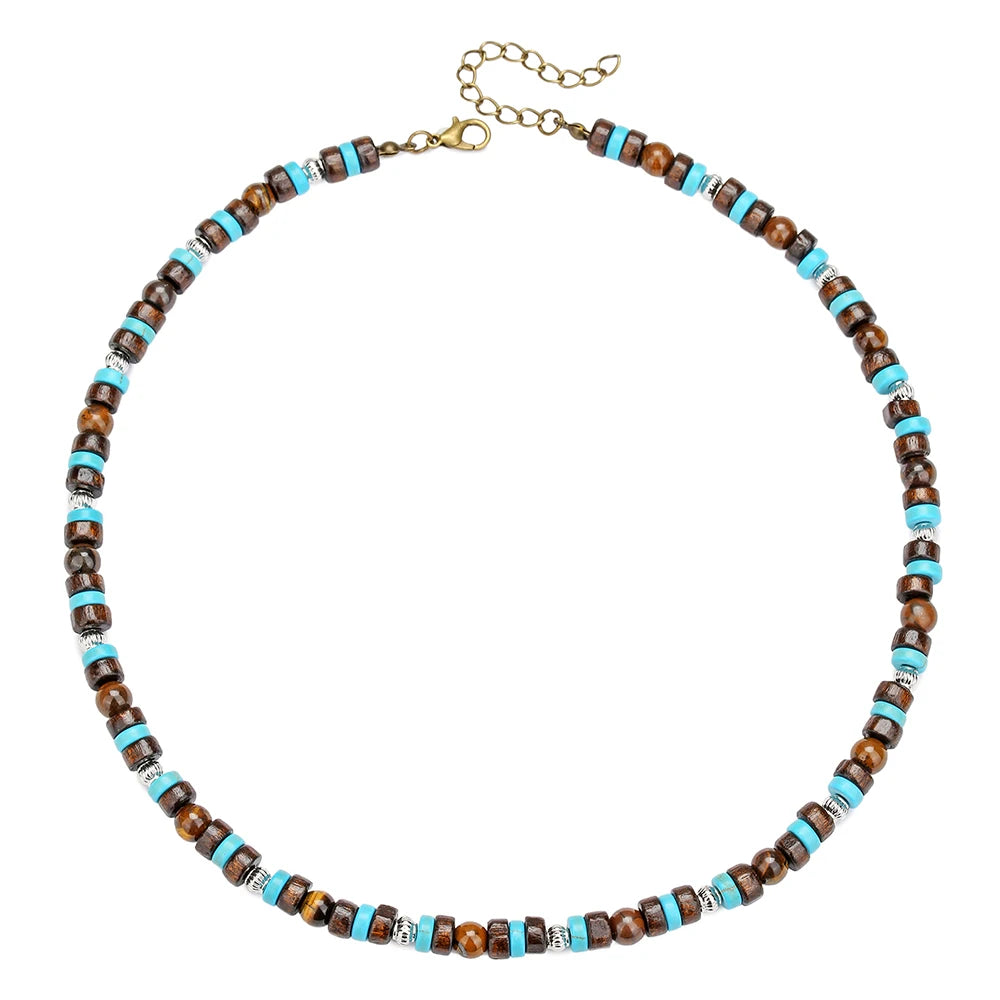Handmade Pine Stone & Wood Bead Jewelry Set