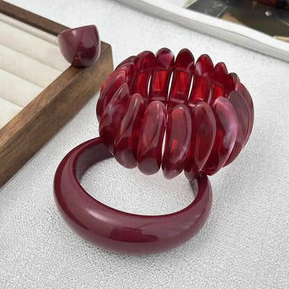Chunky Red Acrylic Resin Cuff Bangle