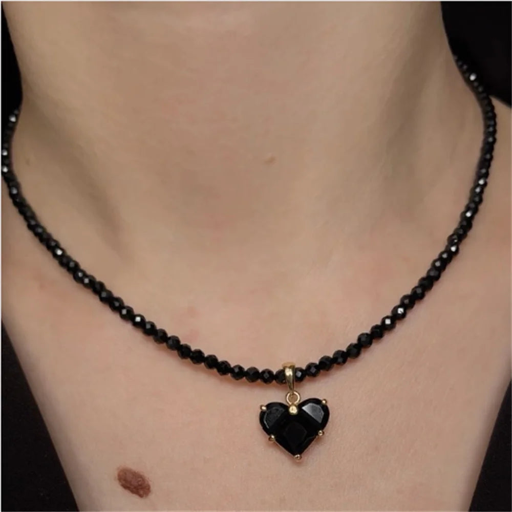 Boho Baroque Crystal Heart Chain Necklace